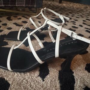 Marc Fisher Black and White Strappy Heels